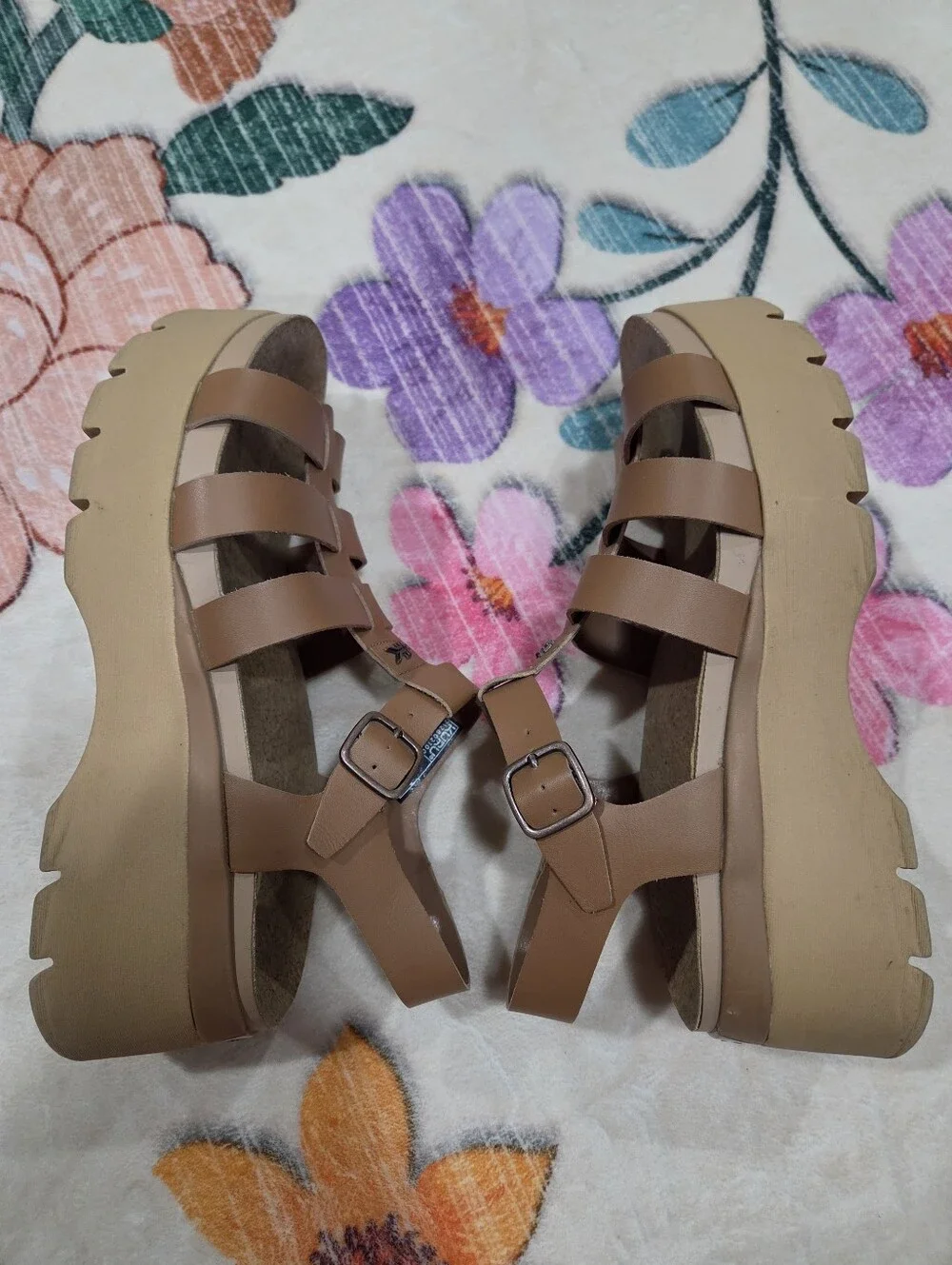 Kuru LOMA Jarvi Platform Sandals Toffee Sand Size 10